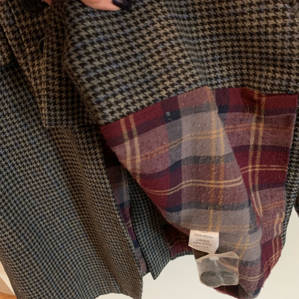 Small Plaid Mid Thigh Button Down Jacket - image 4